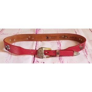 Vintage Red Leather Southwest Small Belt